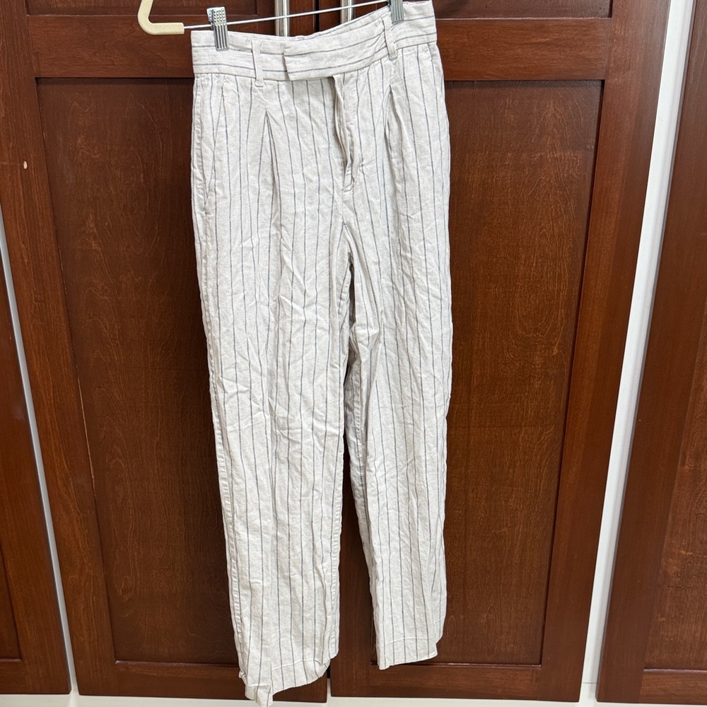 Banana Republic Cream Pinstripe Linen-Blend Chinos
